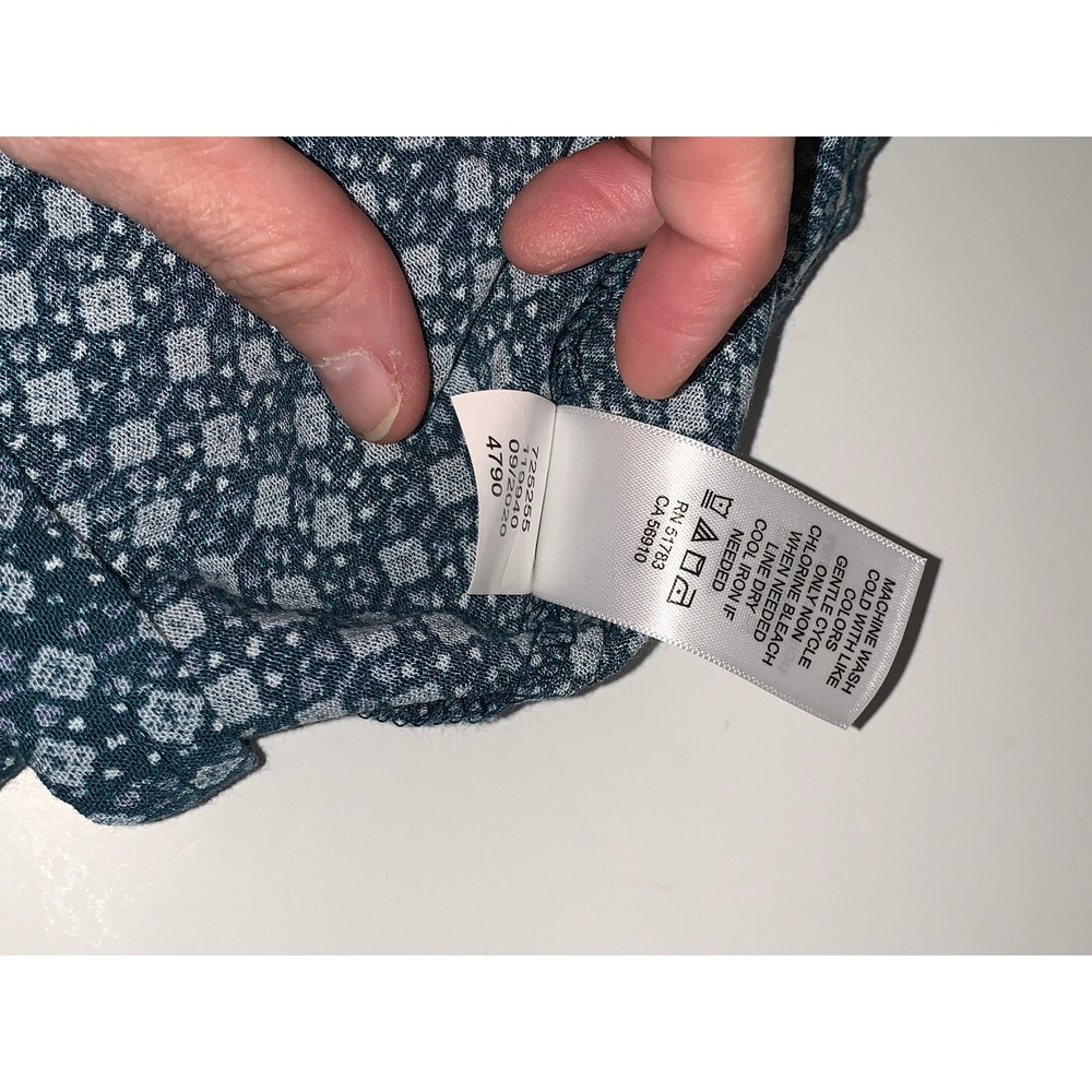 Maurices Womens XXL Teal Geometric Print Lace Detail Long Sleeve Blouse Top - Picture 9 of 10